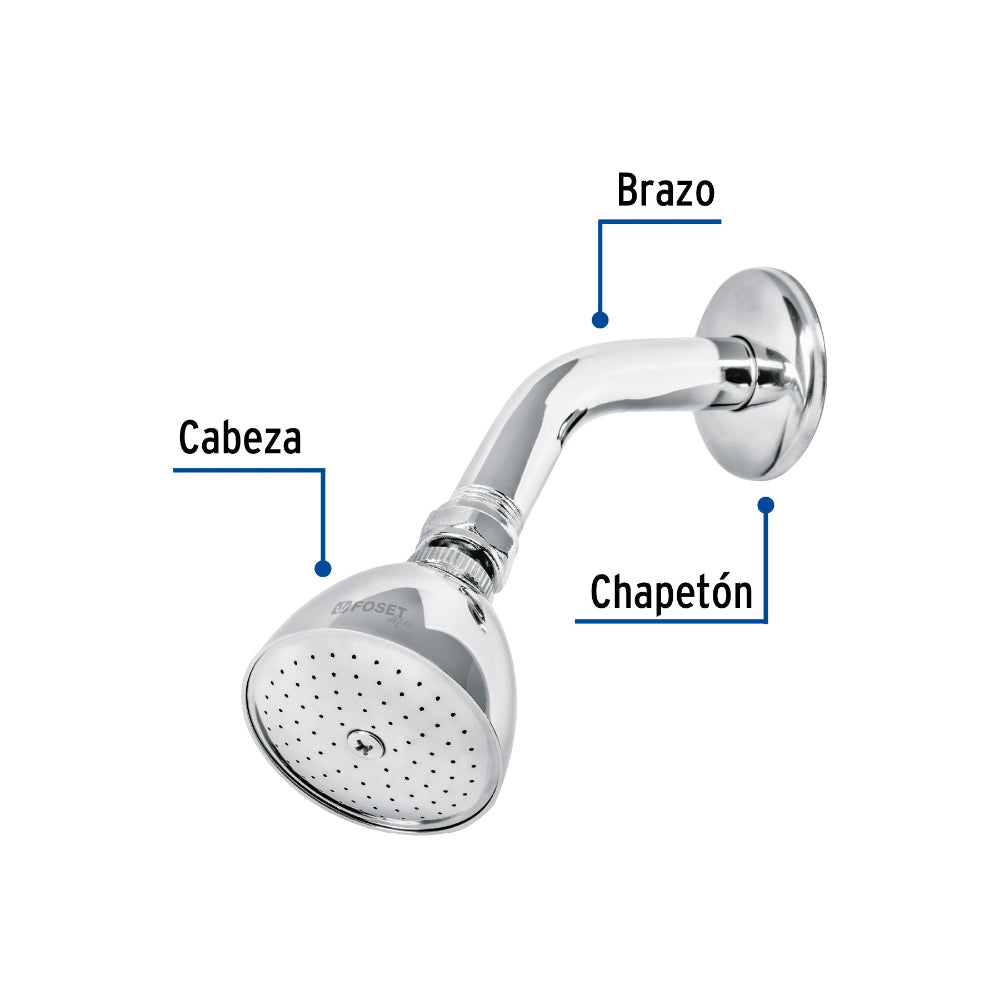 REGADERA CONICA 2-1/2" CON BRAZO Y CHAPETON FOSET AQUA