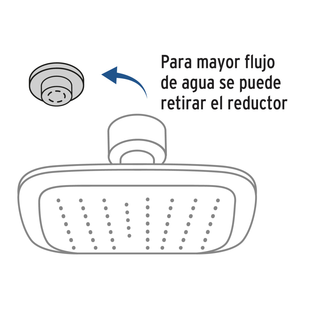 REGADERA CUADRADA PLATO ANCHO 6" BRAZO INOX A MURO FOSET AERO