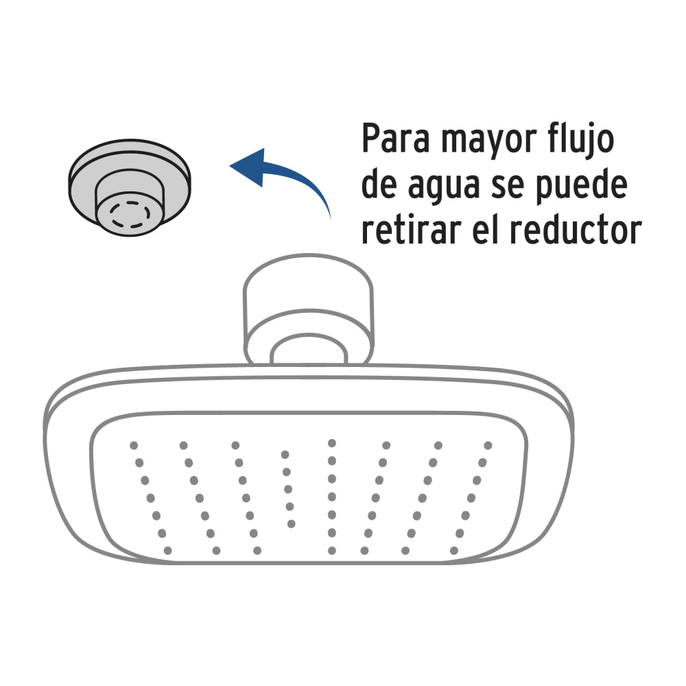 REGADERA CUADRADA PLATO ANCHO 8" BRAZO INOX A MURO FOSET AERO