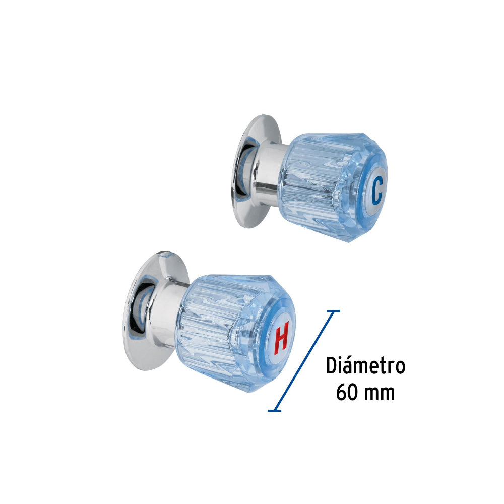 JUEGO DE 2 MANERALES DE ACRILICO REGADERA AZUL BASIC MCA TRUPER FOSET *** OFRECER RG ***