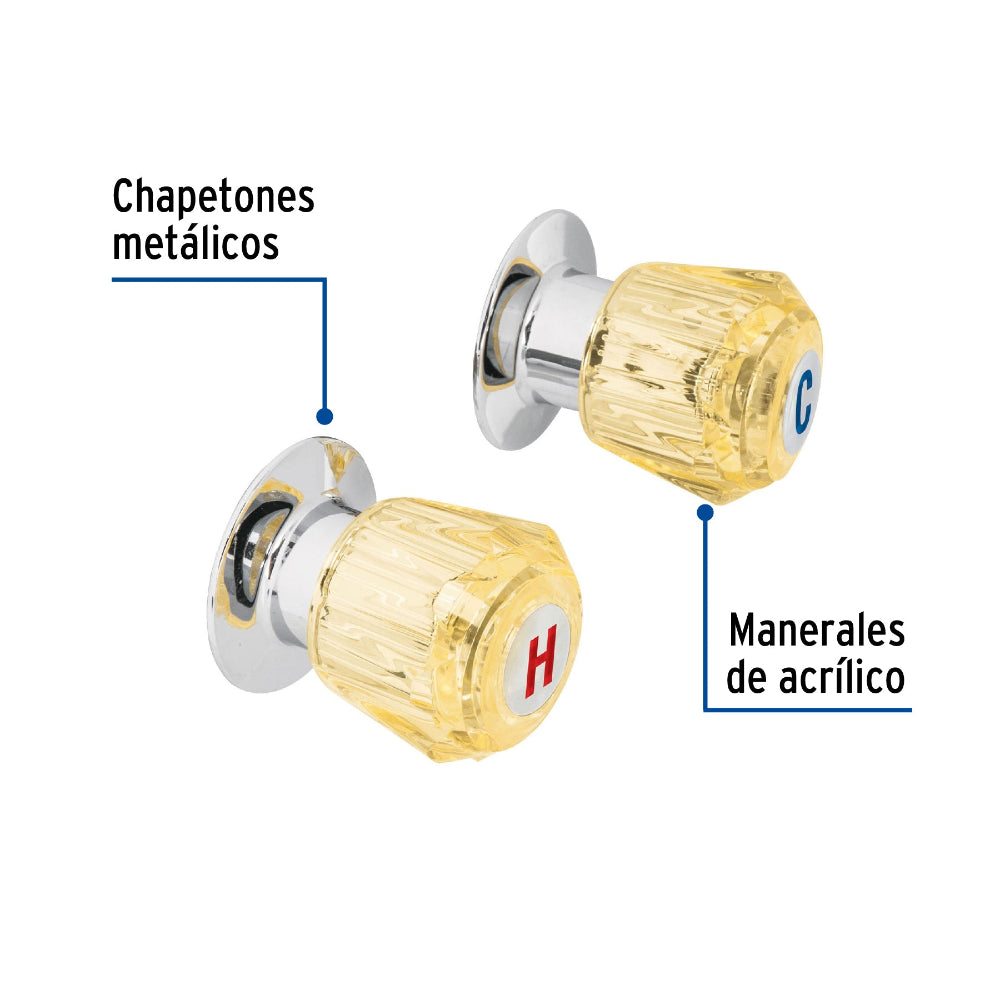 JUEGO DE 2 MANERALES DE ACRILICO REGADERA AMBAR BASIC MCA TRUPER FOSET