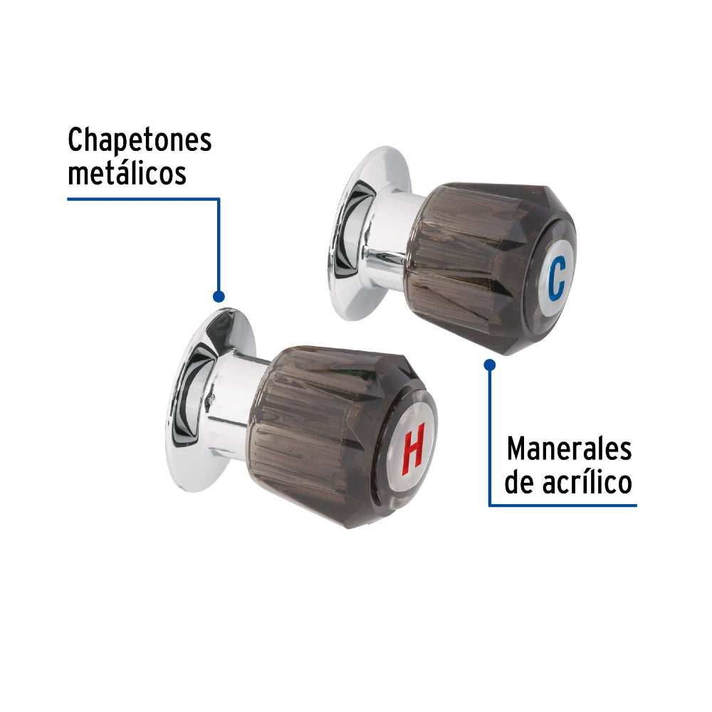 JUEGO DE 2 MANERALES DE ACRILICO REGADERA HUMO BASIC MCA TRUPER FOSET *** OFRECER HG ***