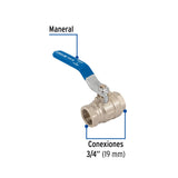 VALVULA ESFERA ROSCABLE LATON ALTA PRESION 600PSI 3/4" 19MM. ESRO-3/4X CUERDA 3/4-14NPT FOSET