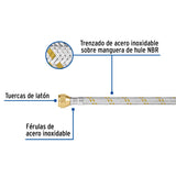 MANGUERA HULE 3/8" X 3/8" 500CMS. ACERO INOX. P/TANQUE DE GAS FGA-50X 49520 TRUPER