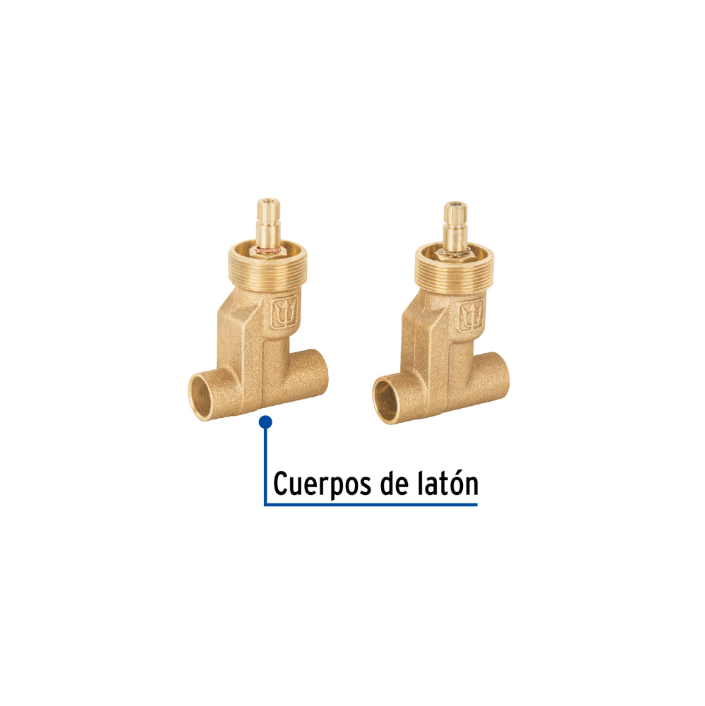 JUEGO 2 LLAVES EMPOTRAR SOLDABLES CERAMICO DE 1/4 VUELTA MCA TRUPER FOSET