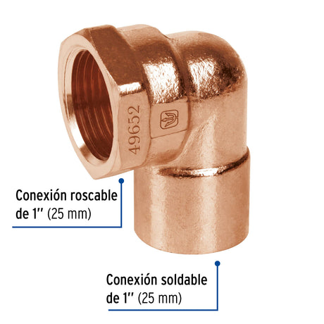 CODO CRI 90 DE COBRE ROSCA INTERIOR 1" MCA TRUPER FOSET
