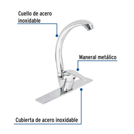 MONOMANDO PARA FREGADERO CUELLO CURVO FOSET AQUA