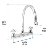 MEZCLADORA PARA FREGADERO MANERALES CRUCETA ACERO INOX. FOSET AQUA