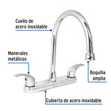 MEZCLADORA PARA FREGADERO MANERALES PALANCA ACERO INOX FOSET AQUA