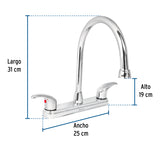 MEZCLADORA PARA FREGADERO MANERALES PALANCA ACERO INOX FOSET AQUA