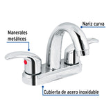 MEZCL. LAVABO MANERALES PALANCA CUELLO ALTO ACERO INOX FOSET AQUA