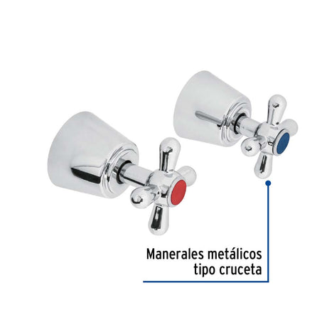 JUEGO 2 PIEZAS MANERALES GRANDES CRUCETA EMPOTRAR FOSET AQUA