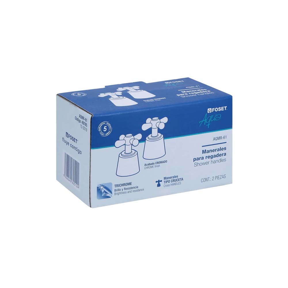 JUEGO 2 PIEZAS MANERALES GRANDES CRUCETA EMPOTRAR FOSET AQUA