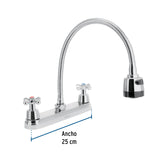 MEZCLADORA INOXIDABLE 8" PARA FREGADERO FLEXIBLE LLAVE TIPO CRUCETA FOSET AQUA