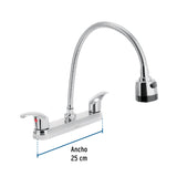 MEZCLADORA INOXIDABLE 8" PARA FREGADERO FLEXIBLE LLAVE TIPO PALANCA FOSET AQUA