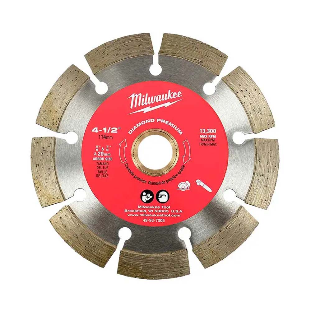 DISCO PARA CONCRETO PREMIUM DIAMANTADO SEGMENTADO DE 4 1/2" MILWAUKEE
