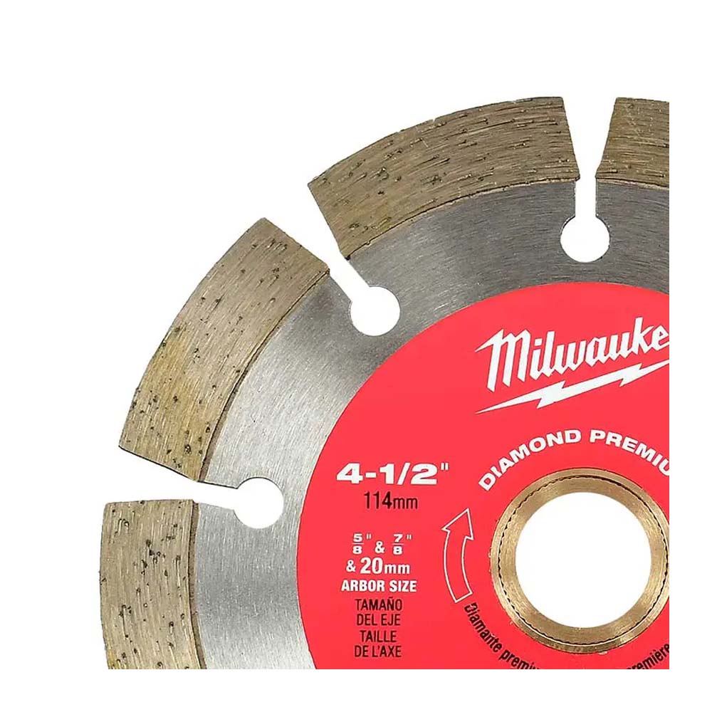 DISCO PARA CONCRETO PREMIUM DIAMANTADO SEGMENTADO DE 4 1/2" MILWAUKEE