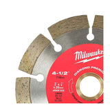 DISCO PARA CONCRETO PREMIUM DIAMANTADO SEGMENTADO DE 4 1/2" MILWAUKEE