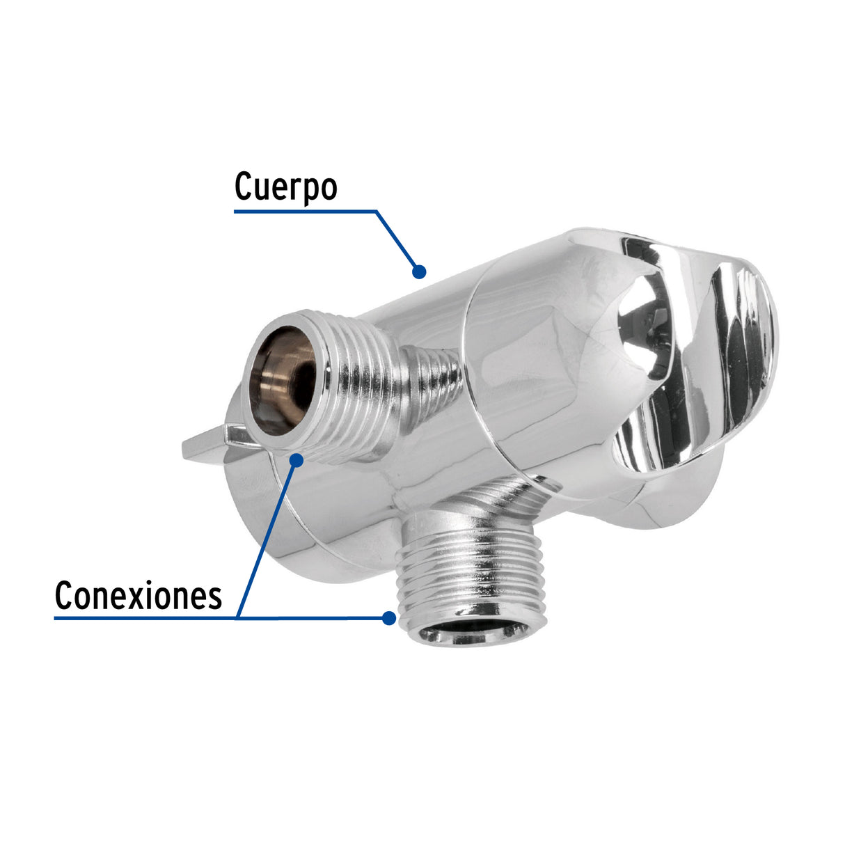 DESVIADOR DE 3 VIAS PARA BRAZO CON SOPORTE CROMO