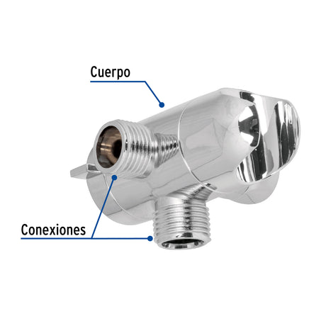 DESVIADOR DE 3 VIAS PARA BRAZO CON SOPORTE CROMO