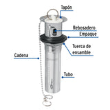 CONTRA P/LAVABO C/REBOSADERO TAPON Y CADENA CROMO 1-1/4" MCA TRUPER FOSET