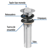 CONTRA P/LAVABO CON REBOSADERO TIPO MONEDA CROMO 1-1/4" MCA TRUPER FOSET