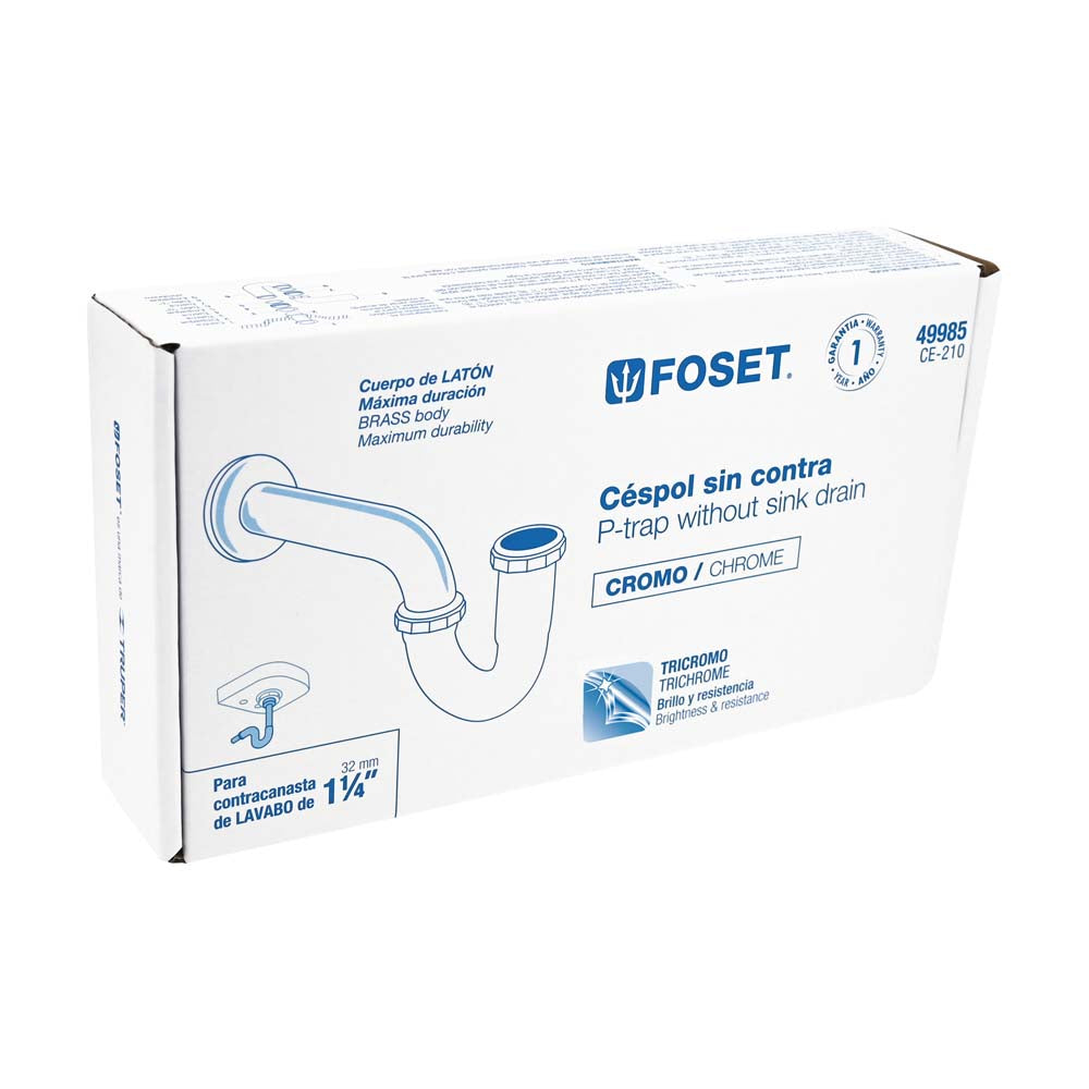 CESPOL P/LAVABO DE LATON SIN CONTRA CROMO 1-1/4" MCA TRUPER FOSET
