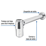 CESPOL DE BOTE PARA LAVABO SIN CONTRA CROMO 1-1/4" MCA TRUPER FOSET