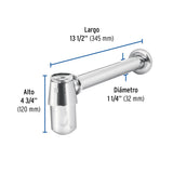 CESPOL DE BOTE PARA LAVABO SIN CONTRA CROMO 1-1/4" MCA TRUPER FOSET