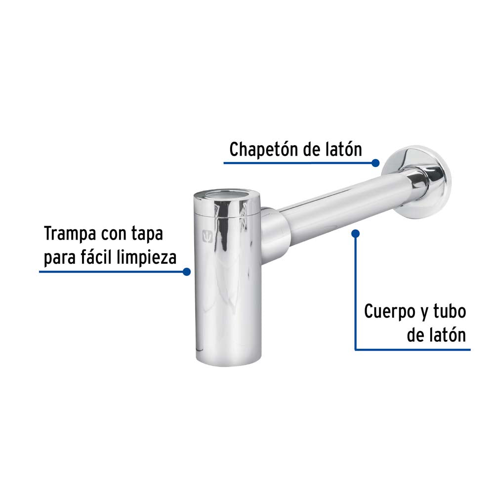 CESPOL DE BOTE P/LAVABO MINIMALISTA S/CONTRA CROMO 1-1/4" MCA TRUPER FOSET