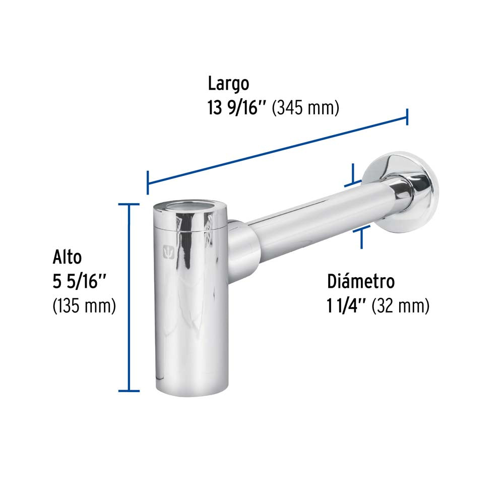 CESPOL DE BOTE P/LAVABO MINIMALISTA S/CONTRA CROMO 1-1/4" MCA TRUPER FOSET