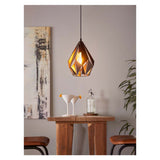 LAMP COLGANTE TIPO DIAMANTE CHICA ACERO NEGRO/COBRE E27 (NO INCLUIDA) CARLTON 1 EGLO