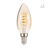 FOCO LED TECNOLITE TIPO VELA DE FILAMENTO 3.8W ATENUABLE LUZ SUAVE CÁLIDA BASE E12