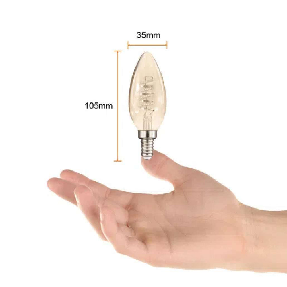 FOCO LED TECNOLITE TIPO VELA DE FILAMENTO 3.8W ATENUABLE LUZ SUAVE CÁLIDA BASE E12