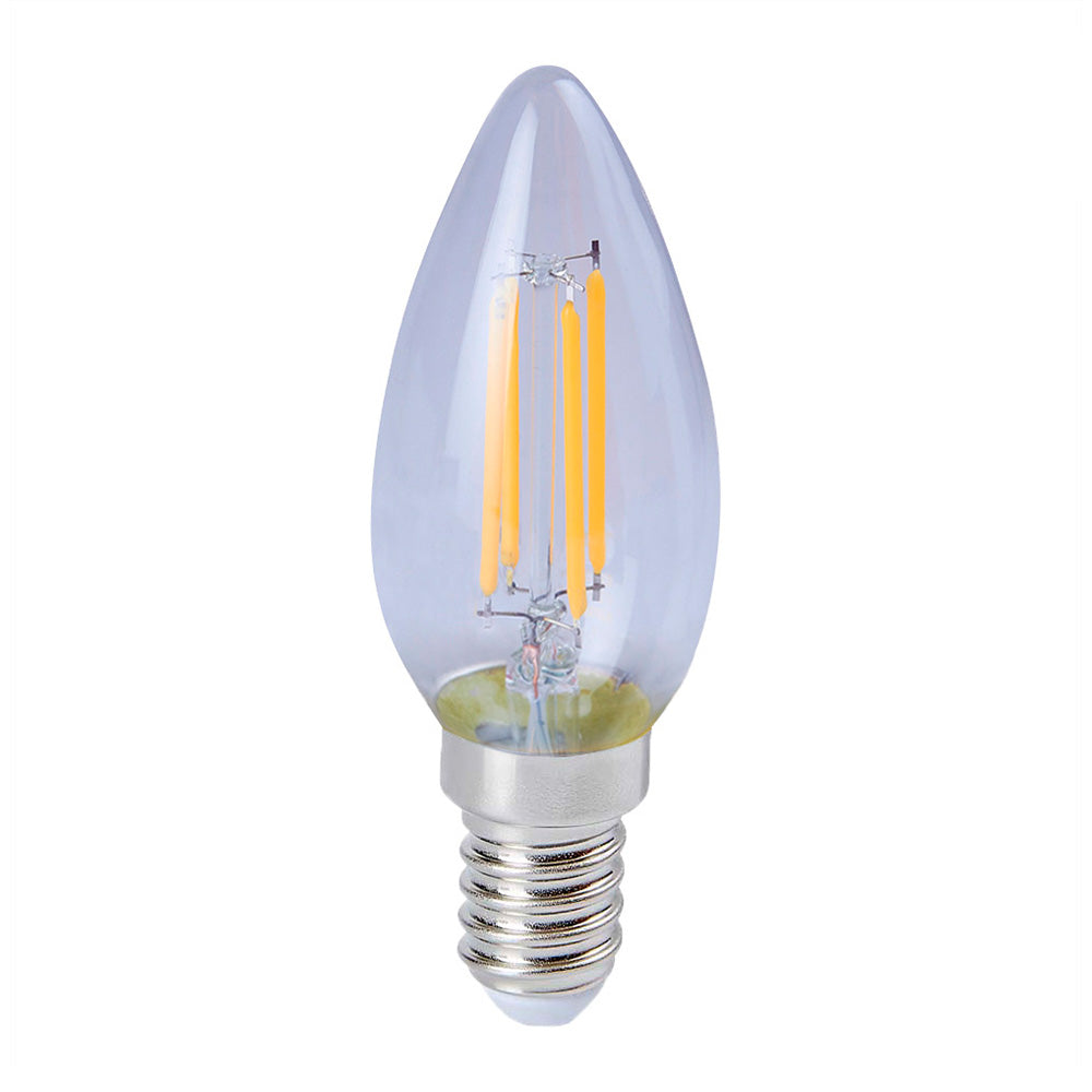 FOCO LED TECNOLITE TIPO VELA FILAMENTO ATENUABLE 4.5W LUZ SUAVE CÁLIDA BASE E12