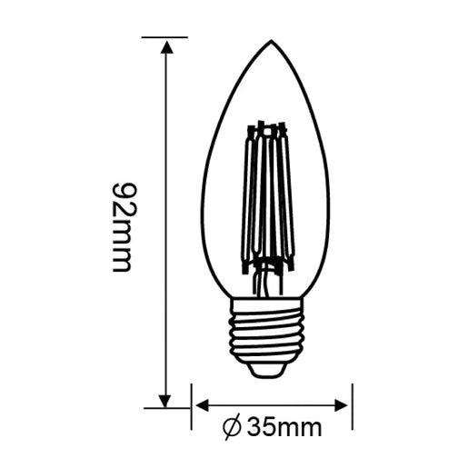 FOCO VELA C35 LED FILAMENTO 4.5 W IRC 80 LUZ CALIDA BRILLANTE BASE E27 ATENUABLE 4DEICLEDF30VC80