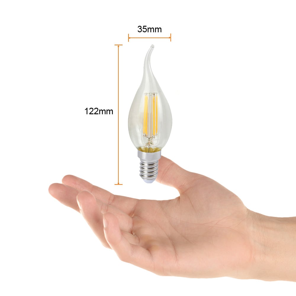 FOCO LED TECNOLITE TIPO FLAMA FILAMENTO ***NO ATENUABLE*** 4.5W LUZ SUAVE CÁLIDA BASE E12