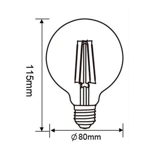 FOCO GLOBO G80 LED FILAMENTO 4.5 W IRC 80 LUZ CALIDA BRILLANTE BASE E27 ATENUABLE