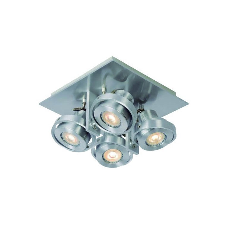 LUMINARIO DE LED P/ SOBREPONER CUADRADO 4XGU10 3W ACABADO ALUMINIO MCA CLASS *** H.A.E. 2021 ***