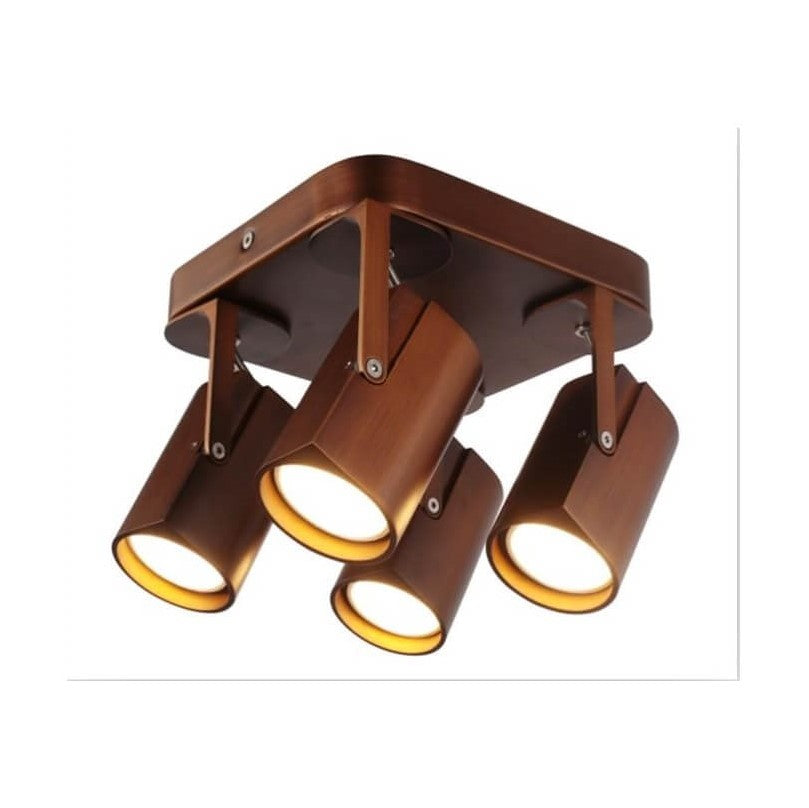 LUM TECHO CANOPE 4 LUCES GU10 LED 4X3W 3000K ROJO BRONCE CLASS *** EXHIBIDO ***