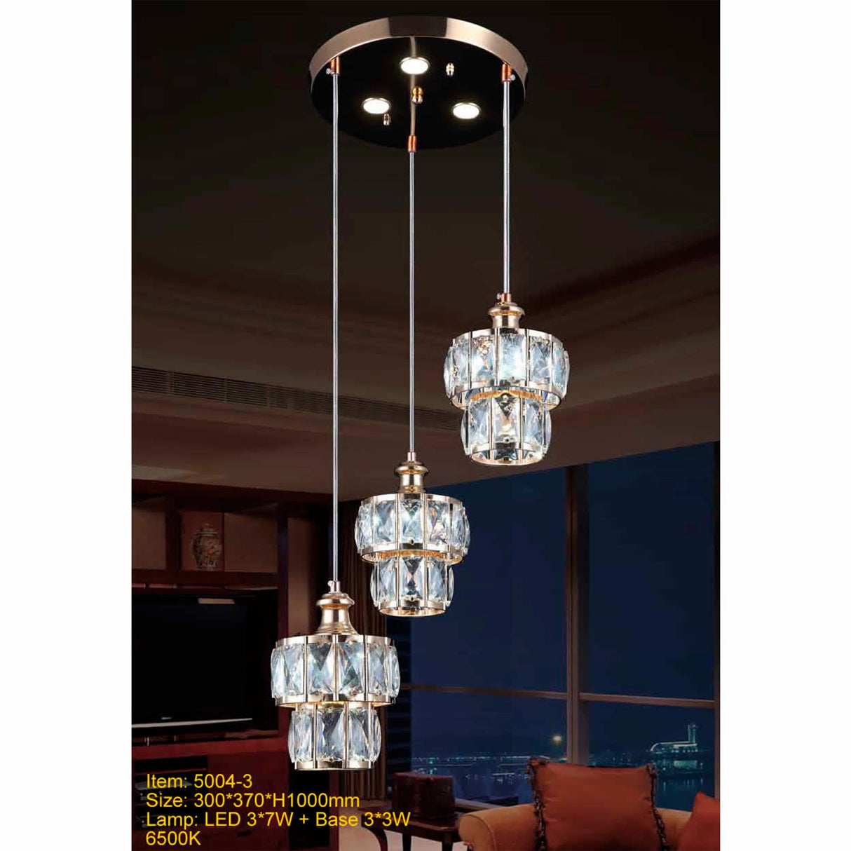 LAMPARA LED 3 LUCES DORADA 21W 6500K BASE 3.3W