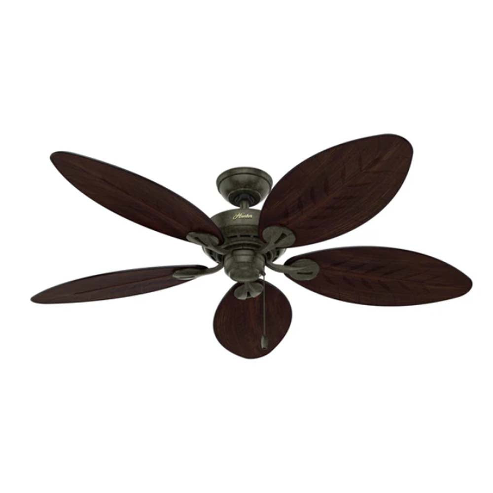 VENTILADOR TECHO 5 ASPAS 54 PULGADAS LED BAYVIEW ORO PROVENZAL 50473 HUNTER