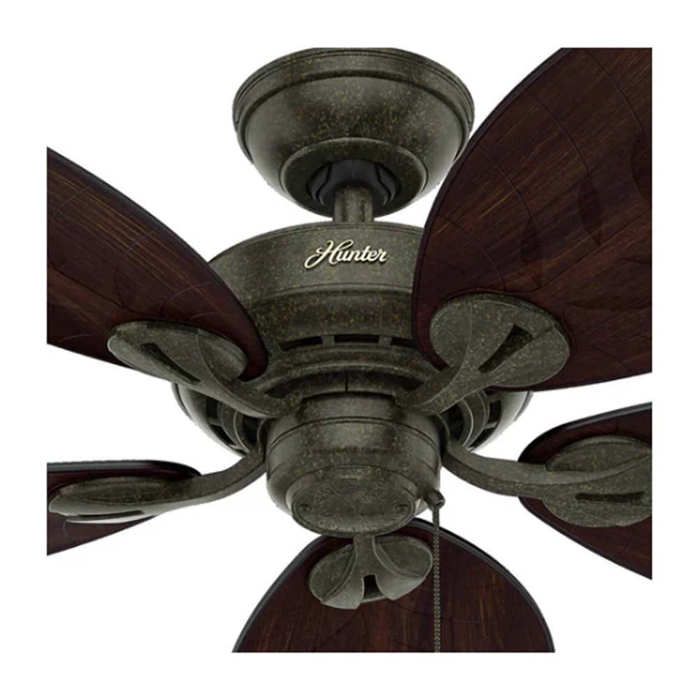 VENTILADOR TECHO 5 ASPAS 54 PULGADAS LED BAYVIEW ORO PROVENZAL 50473 HUNTER