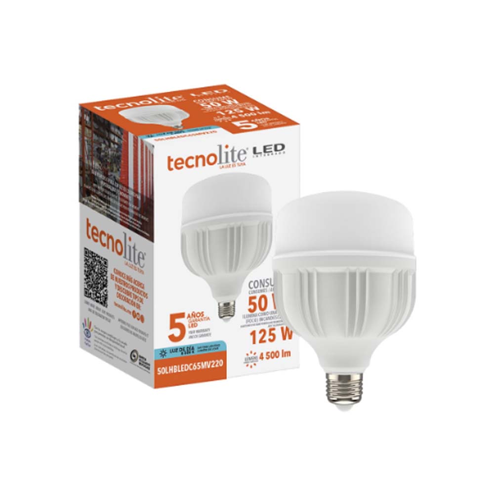 LAMPARA LED 50W 100-240V 4500 LM CRI80 25000HR E27 BLANCO