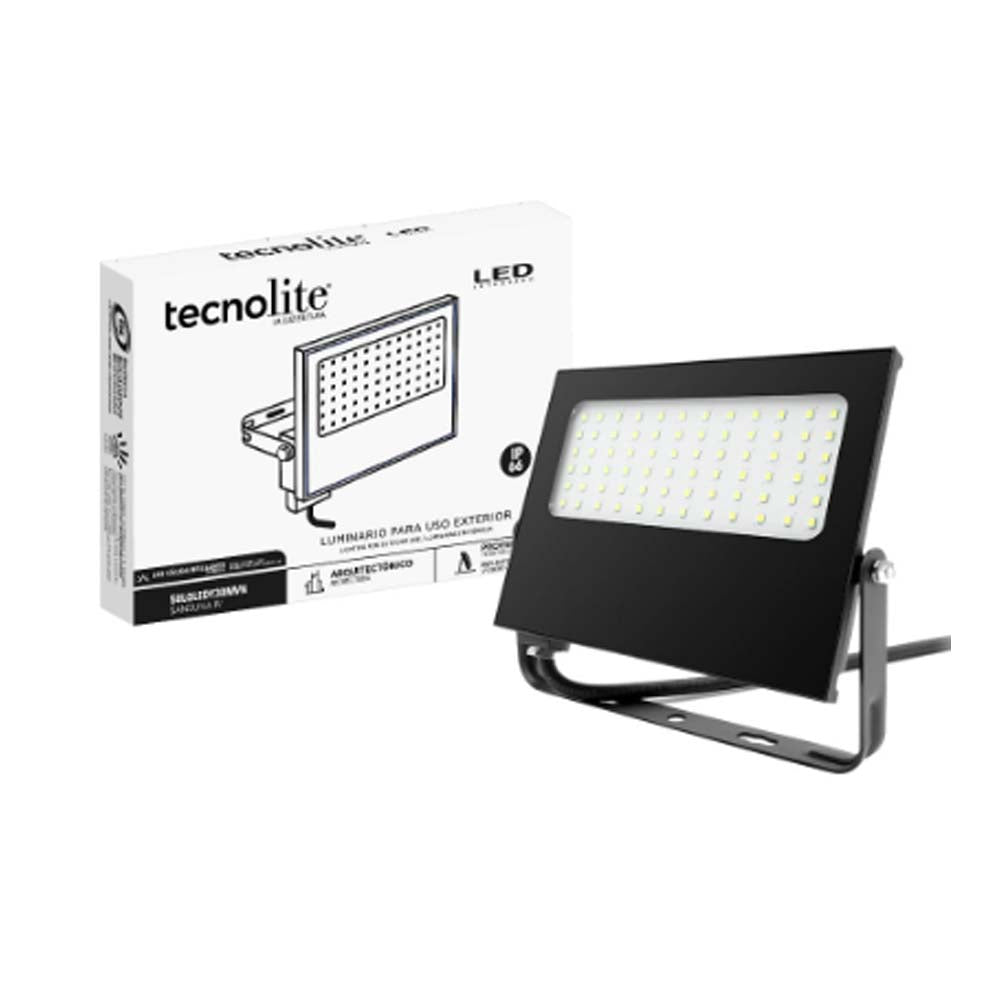 REFLECTOR LED PARA EXTERIOR 50W 100-240V 4500LM 3000K NEGRO TECNOLITE