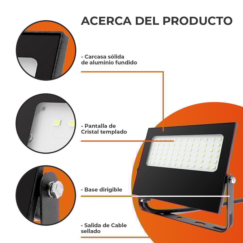 REFLECTOR EXT LED 50W 100-240V 4500LM 6500K NGR