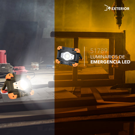 SLP REFLECTOR DE EMERGENCIA DE LED COB 10W RECARGABLE 5V IP54 IK08 6500K CUERPO COLOR NARANJA DE ALUMINIO Y POLICARBONATO HIGH-3HR LOW-6HR MCA PHILCO *** HASTA AGOTAR 2022 ***