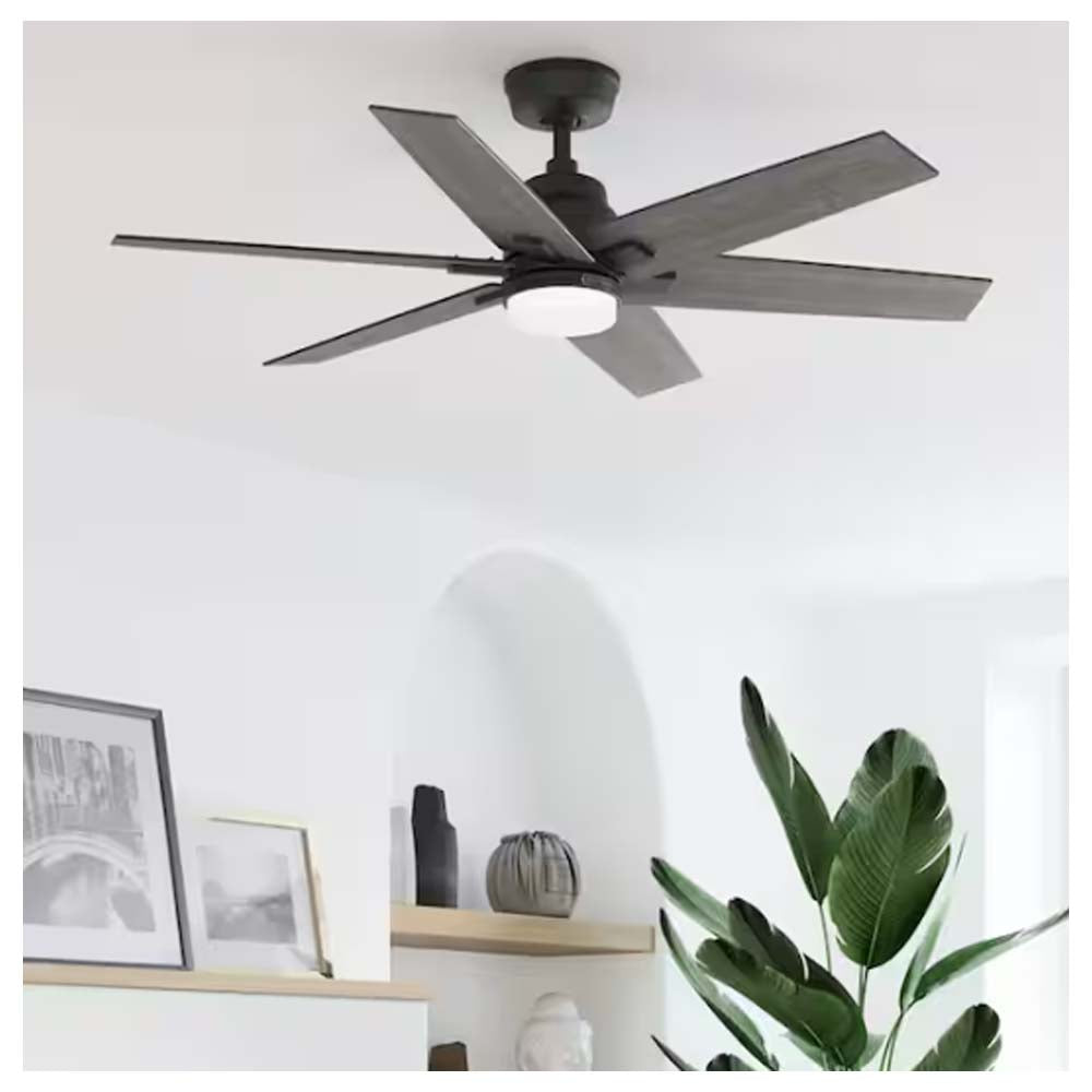 VENTILADOR TECHO 6 ASPAS 52 PULGADAS LED NEGRO MATE AEROEXPRESS 51999 HUNTER