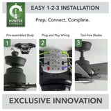 VENTILADOR TECHO 6 ASPAS 52 PULGADAS LED NEGRO MATE AEROEXPRESS 51999 HUNTER