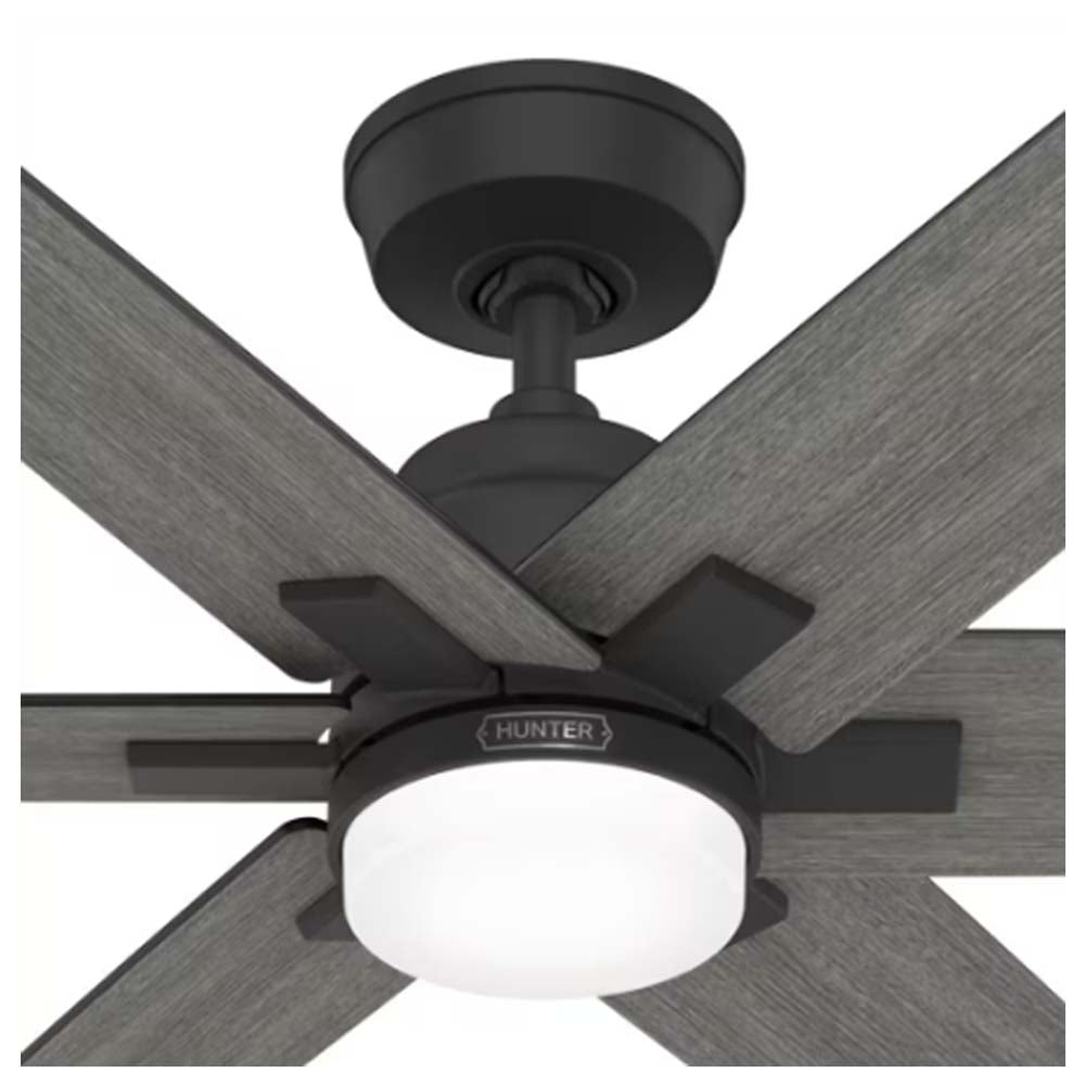 VENTILADOR TECHO 6 ASPAS 52 PULGADAS LED NEGRO MATE AEROEXPRESS 51999 HUNTER